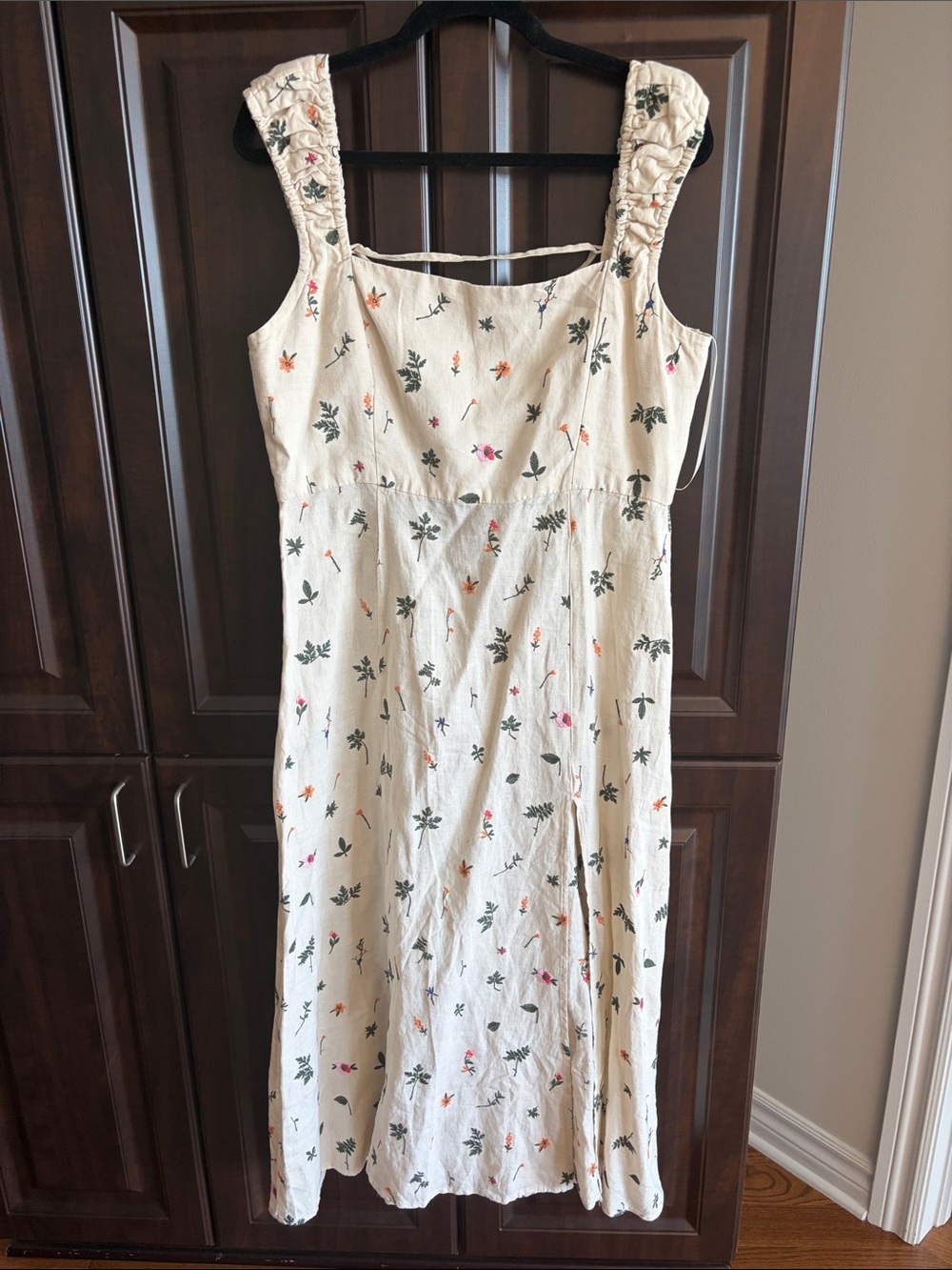 Zara Flowers Embroidered Linen Midi Dress - Picture 2 of 6